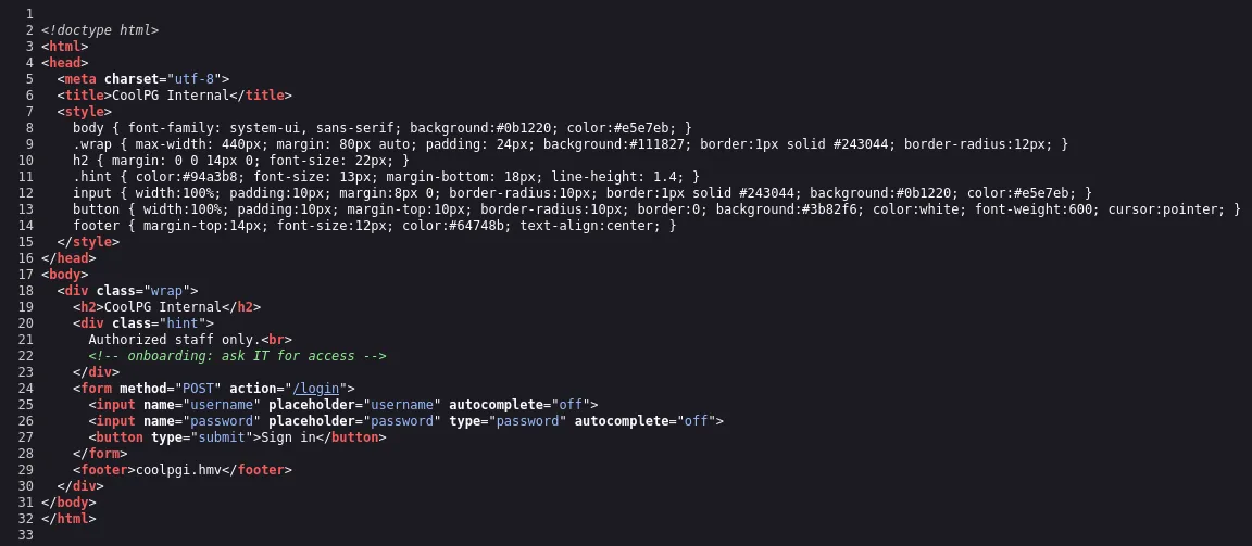 Code source de la page